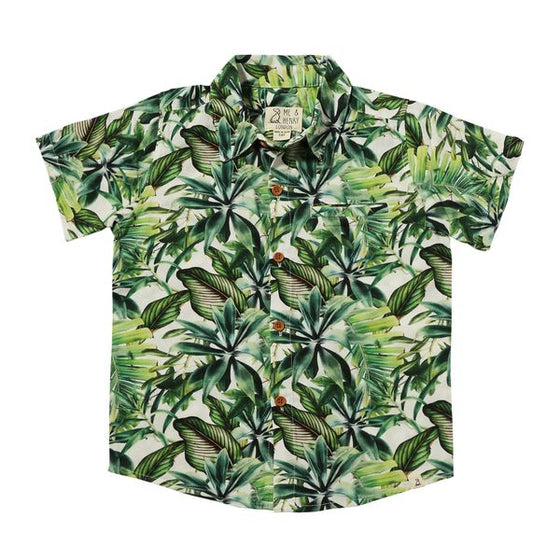 MAUI Green Palm Printed Shirt