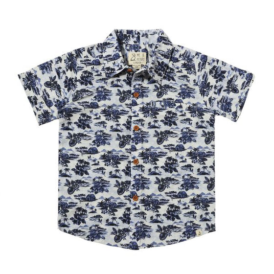 MAUI Navy Hawaii Printed Shirt