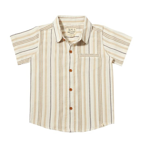 NEWPORT Beige/Brown/White Wide Stripe Woven Shirt