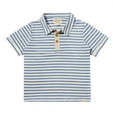  SHIPPING Blue/White Thick Stripe Polo