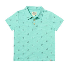  POLREATH Aqua Henry Print Polo