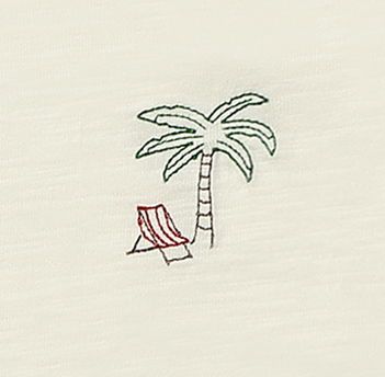 MARINE White Palm Tree Embroidered Tee