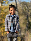 ADVENTURER grey/china  plaid sherpa lined shacket