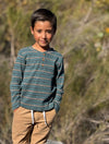 ADAMS Teal Stripe Ribbed Henley