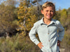 COLUMBIA Heathered Blue Rib Jersey Shirt