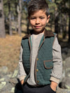 FISHER green padded vest with cord trim
