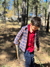 ADVENTURER blue/rust plaid sherpa lined shacket