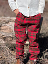 SOCIETY Festive Red Plaid Woven pants