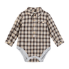 JASPER Brown/Cream Textured Plaid Woven Onesie