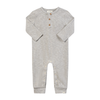 MASON Heathered Beige Ribbed Henley Romper