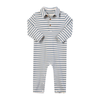 Snuggle China/white stripe cosy fabric Polo Romper