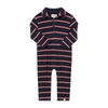 KINGSTON Navy/ Burgundy Stripe Polo Romper