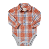 JASPER Rust/Blue Washed plaid Woven Onesie