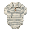 SEYMOUR Cream/Green Striped Polo Onesie