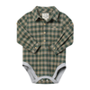 JASPER Green/Yellow Washed Plaid Woven Onesie