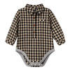 JASPER Black/Cream Cross Stitch plaid Woven Onesie