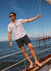 MAUI RED/WHITE/BLUE ANCHORS PRINTED MEN'S WOVEN SHIRT