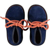 suede, shoes, laces, footwear, boots, blue, navy, orange laces, kids shoes , kids boots, leather, rubber sole, comfy, low-rise