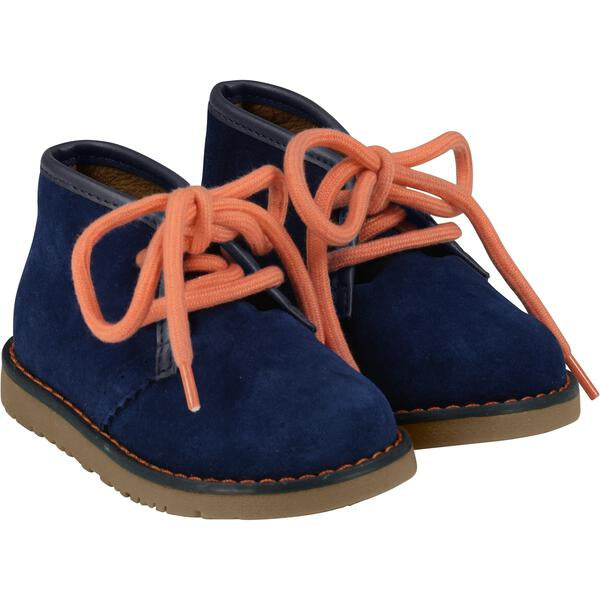  suede, shoes, laces, footwear, boots, blue, navy, orange laces, kids shoes , kids boots, leather, rubber sole, comfy, low-rise