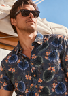 MAUI NAVY FLORAL PRINTED MENS WOVEN SHIRT