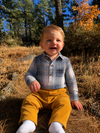 JASPER White/Denim/Red plaid Woven Onesie