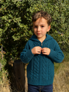 HOODY blue cable hooded sweater