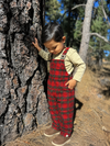 GENTRY Festive Red Plaid Brushed Cotton Woven Overalls