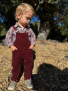 GENTRY Burgundy Moleskin Woven Overalls