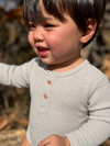 AYNOR Heathered Beige Rib Henley Onesie