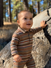 KINGSTON Beige Multi Stripe Polo Romper