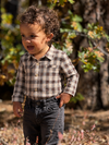 JASPER Brown/Cream Textured Plaid Woven Onesie