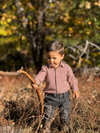 JASPER Red/White plaid Woven Onesie