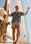 MAUI NAVY FLORAL PRINTED MENS WOVEN SHIRT