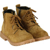 tan suede boots, brown, kids boots, leather, rubber sole, comfy , zip on inner side, brown laces