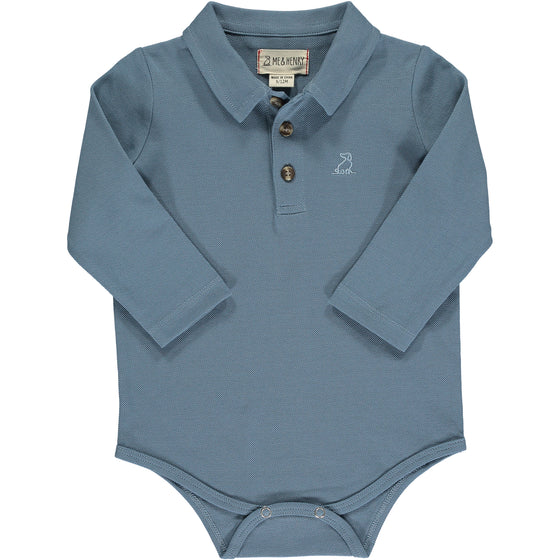 China Blue Pique SEYMOUR Polo Onesie