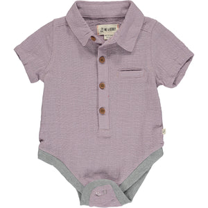 Lilac Cotton Short Sleeved Woven Onesie