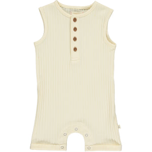 Cream ribbed henley playsuit