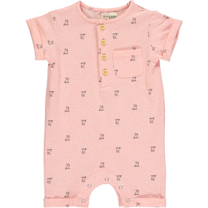 Salmon Henry print henley romper