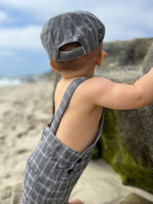 Grey/White Stripe Flat Cap