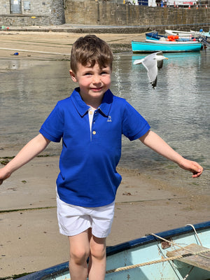 Royal blue pique polo