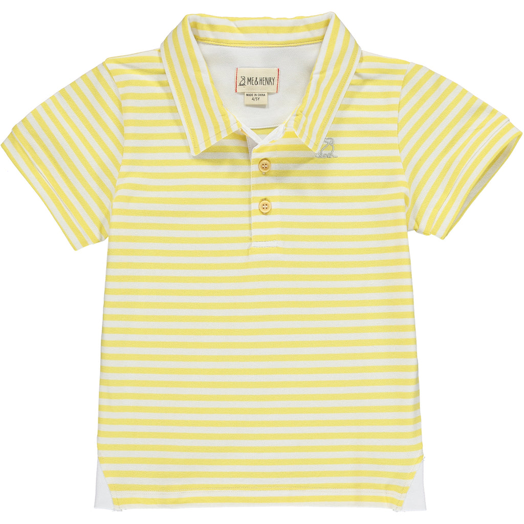Yellow/white striped pique Polo