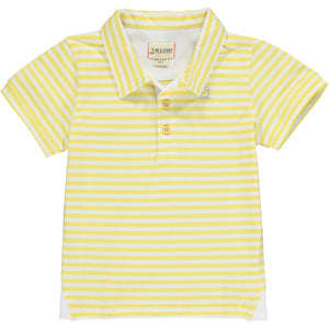 Yellow/white striped pique Polo