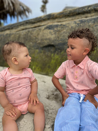 Salmon Henry dog print Polo