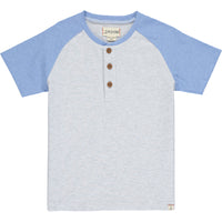 Grey/Navy Block Short Sleeved Henley Tee