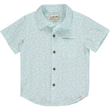  MENS Aqua Floral Short Sleeved Shirt