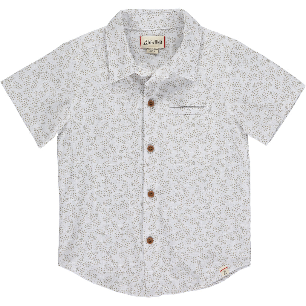 Taupe floral short sleeved shirt
