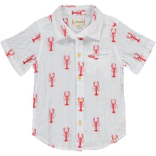  MENS White with red lobster print shirt