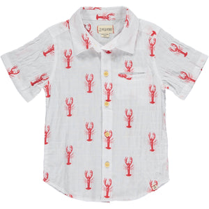 White w/ red lobster print shirt