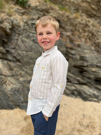 Grey/White Stripe Long Sleeved Shirt