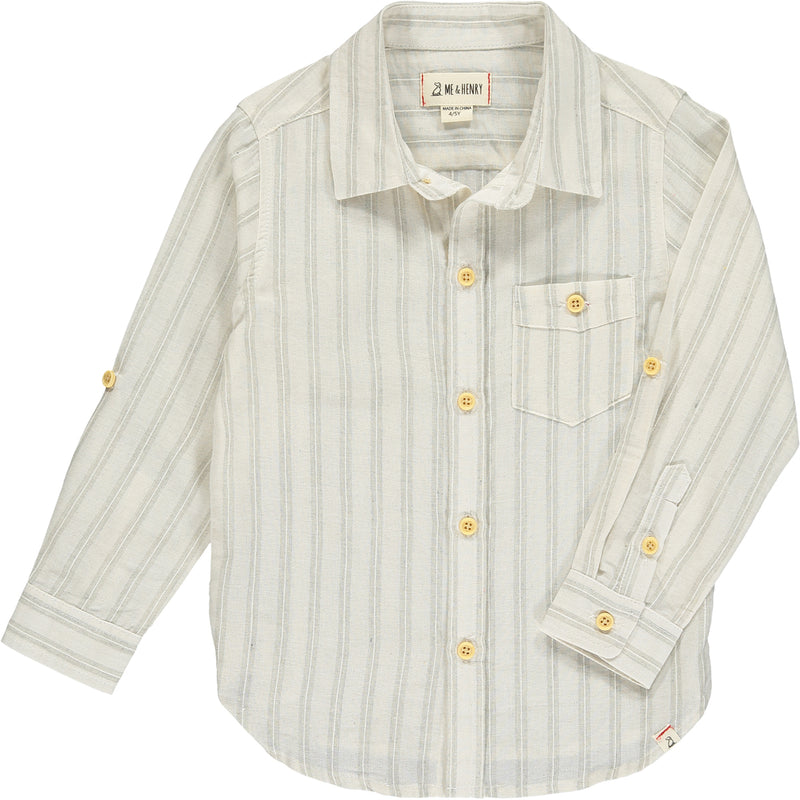 Grey/White Stripe Long Sleeved Shirt